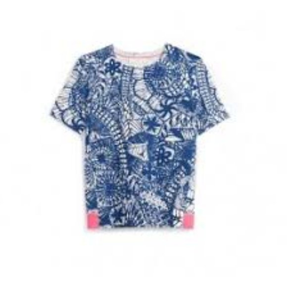 Tory Burch Women's Blue 'ariel' Baltic Sea Dream Catcher T-shirt Sweater Top - Picture 2 of 7